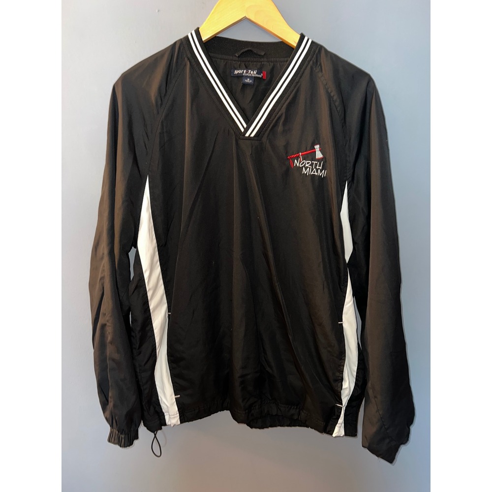 Sport-Tek North Miami Windshirt Mens Medium Black V-Neck Pullover Windbreaker